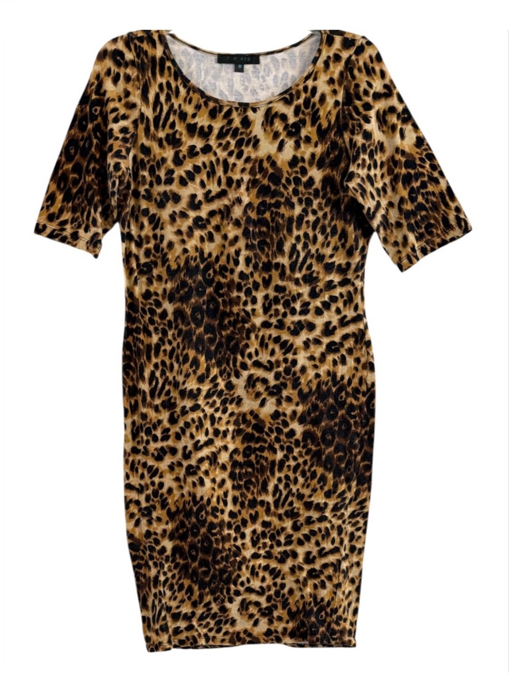 Snap Leopard Print Bodycon Midi Dress Tan & Black Medium